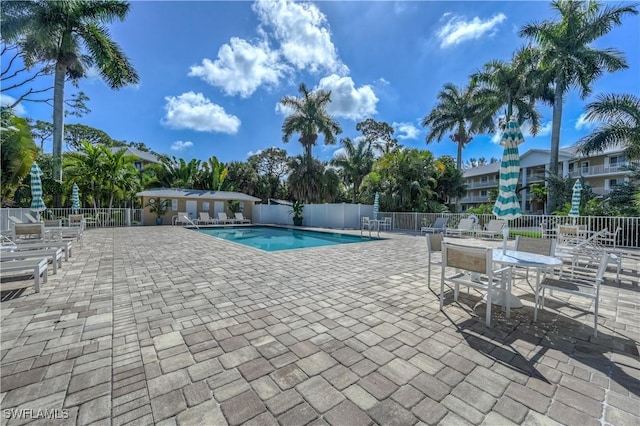 view of pool with a patio area