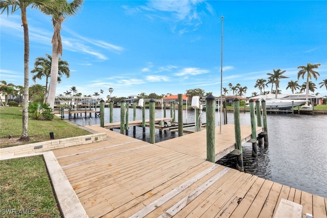 view of dock featuring a water view