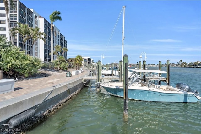 view of dock featuring a water view