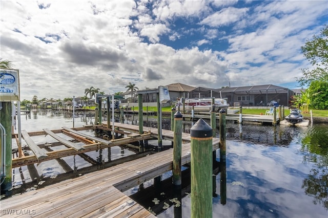 view of dock featuring a water view