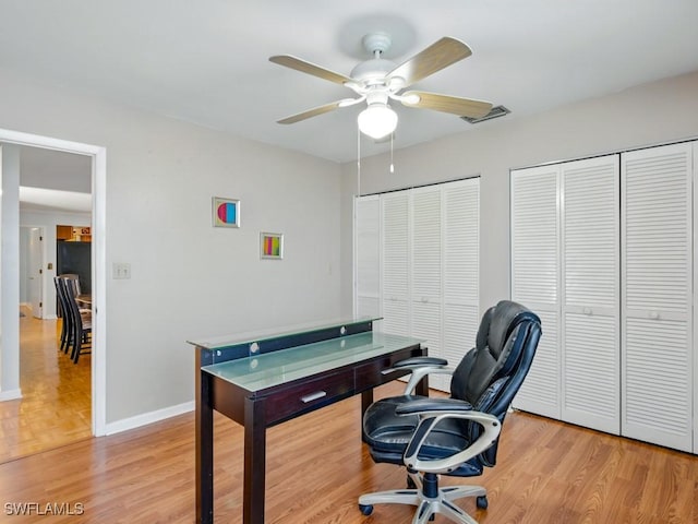 851 Perrine Ct, Marco Island, FL 34145 - office area with ceiling fan and light wood-style flooring