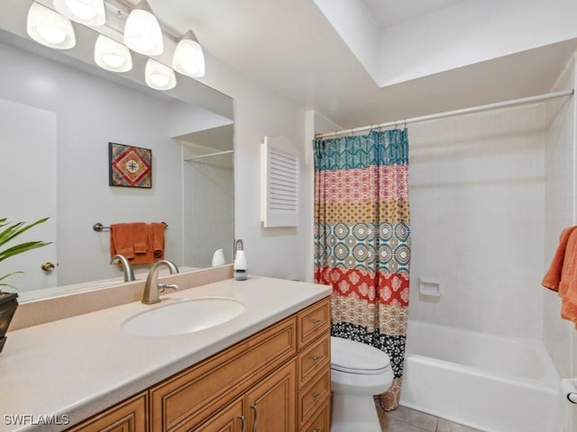 851 Perrine Ct, Marco Island, FL 34145 - bathroom featuring vanity, tile patterned flooring, and shower / tub combo