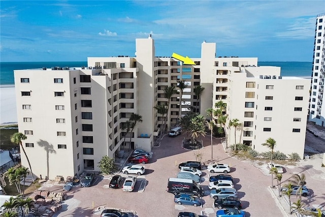 view of building exterior featuring a water view