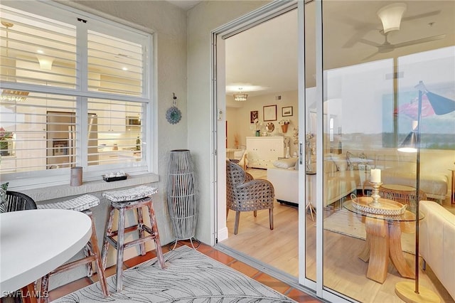 doorway to outside featuring light hardwood / wood-style floors