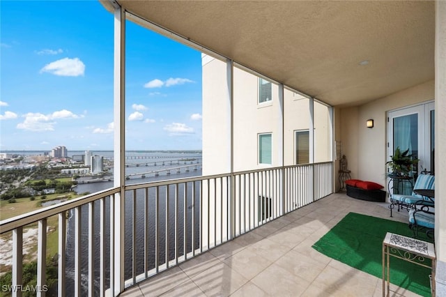 balcony with a water view