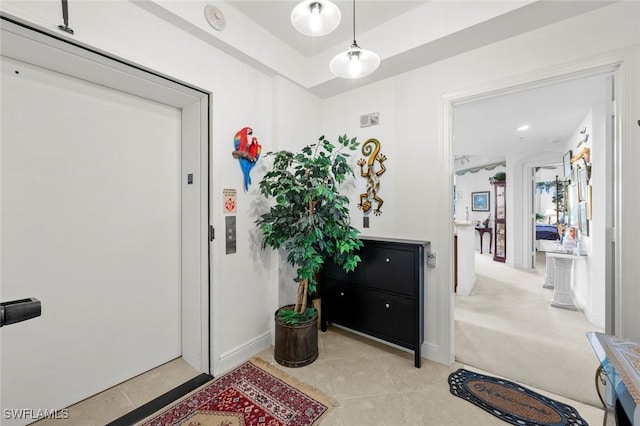 interior space featuring light tile patterned flooring