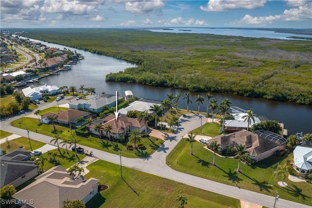 bird's eye view featuring a water view