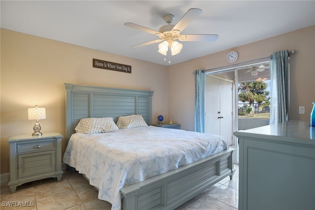 bedroom featuring ceiling fan