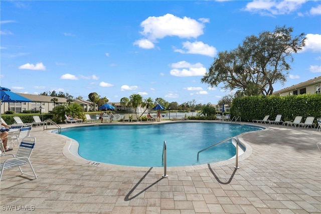 view of pool featuring a patio area