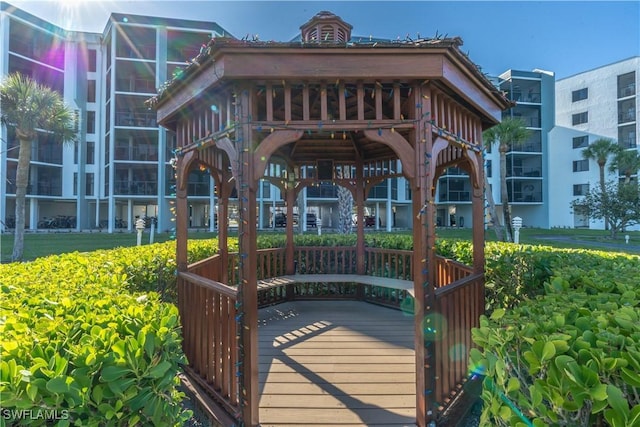 exterior space featuring a gazebo