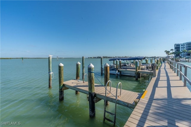 view of dock featuring a water view