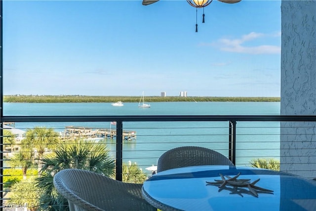 balcony with a water view