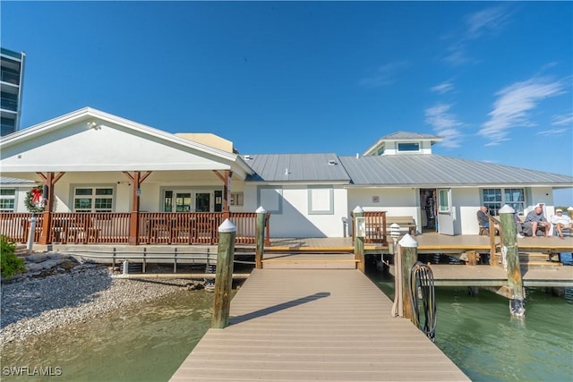 dock area featuring a water view