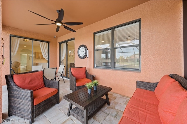 view of patio / terrace with outdoor lounge area and ceiling fan