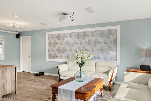 living room with hardwood / wood-style flooring