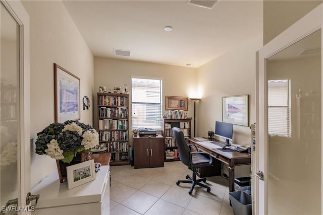 view of tiled office space