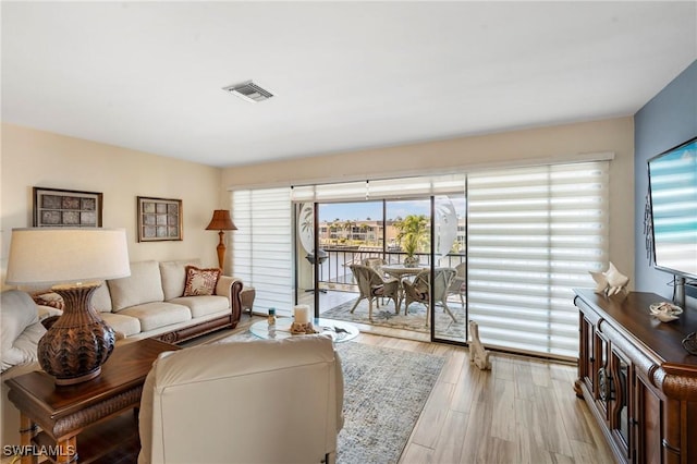 living room featuring light hardwood / wood-style floors