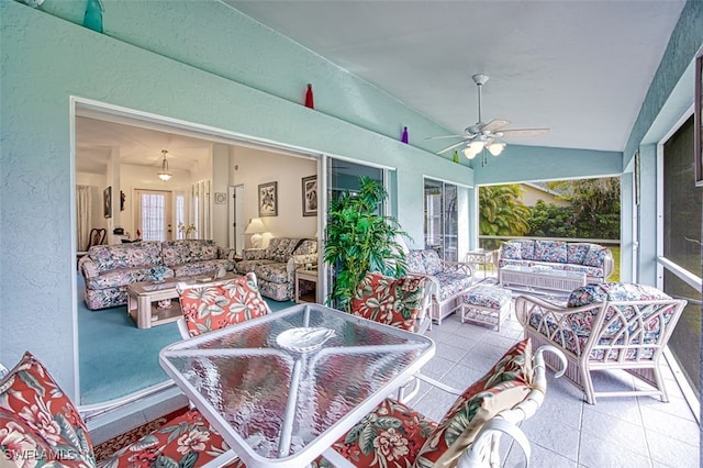 view of patio with an outdoor hangout area and ceiling fan