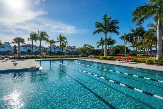 view of swimming pool with a patio area