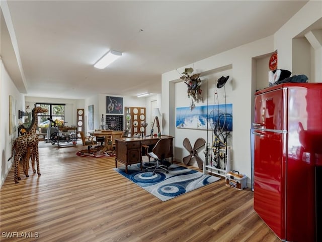 interior space with hardwood / wood-style floors