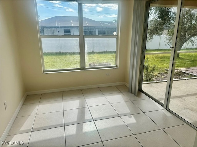 interior space featuring light tile patterned flooring