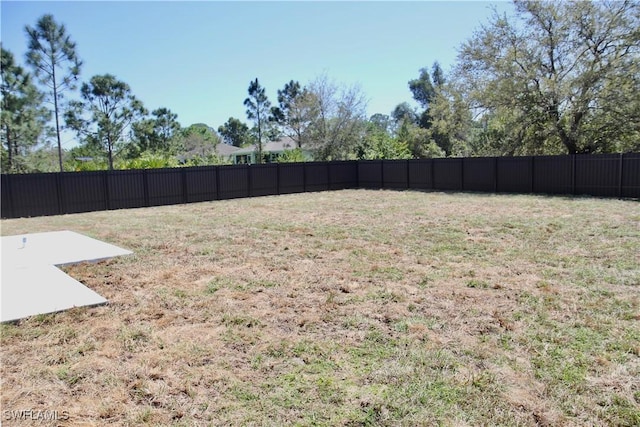 view of yard featuring a fenced backyard