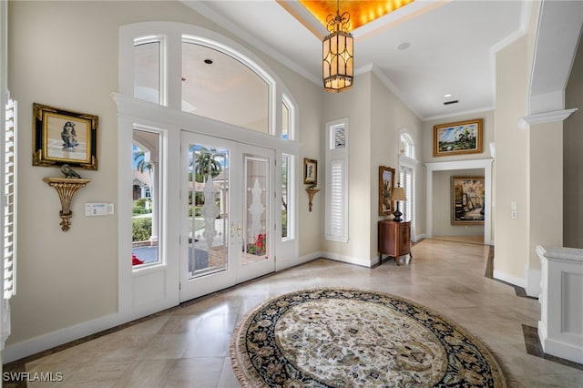 entrance foyer with crown molding