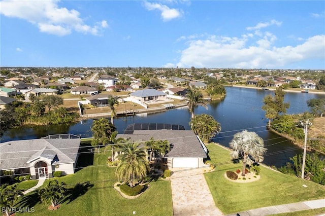 bird's eye view featuring a water view