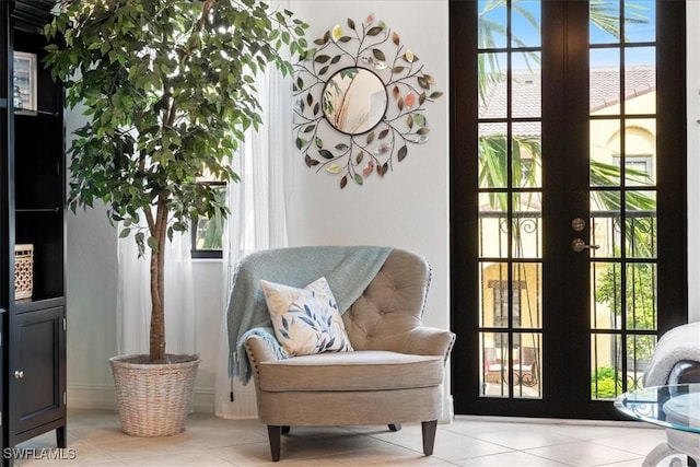 sitting room with french doors