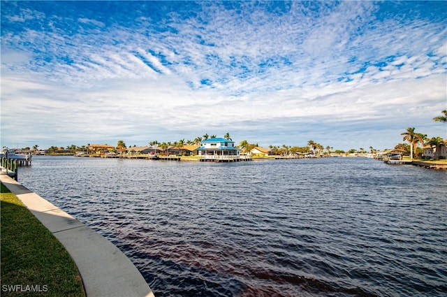 view of water feature featuring a dock