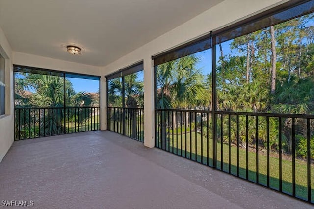 view of unfurnished sunroom