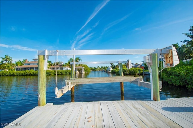 view of dock featuring a water view