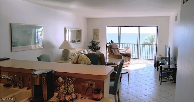 view of tiled living room