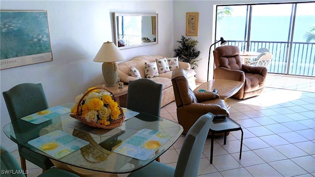 interior space featuring light tile patterned floors