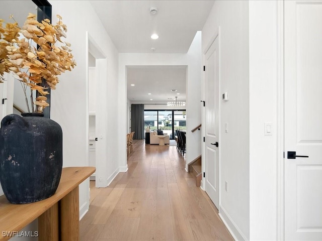 hall featuring light hardwood / wood-style floors