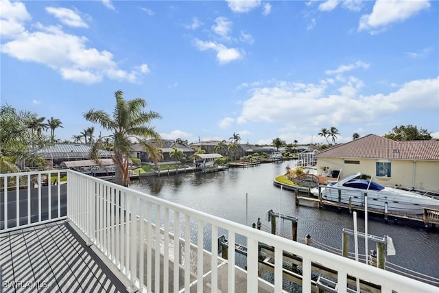 view of dock featuring a water view