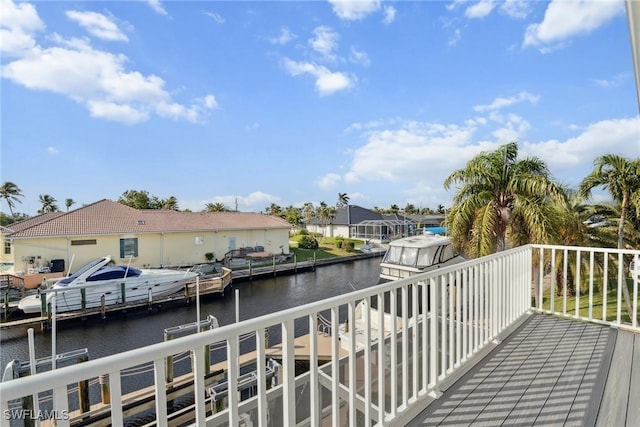 exterior space with a water view