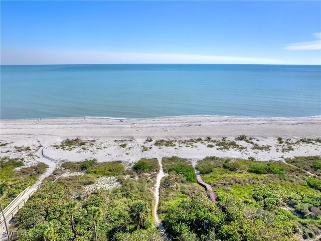 property view of water featuring a view of the beach