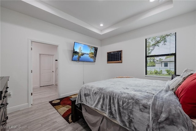 bedroom featuring a raised ceiling