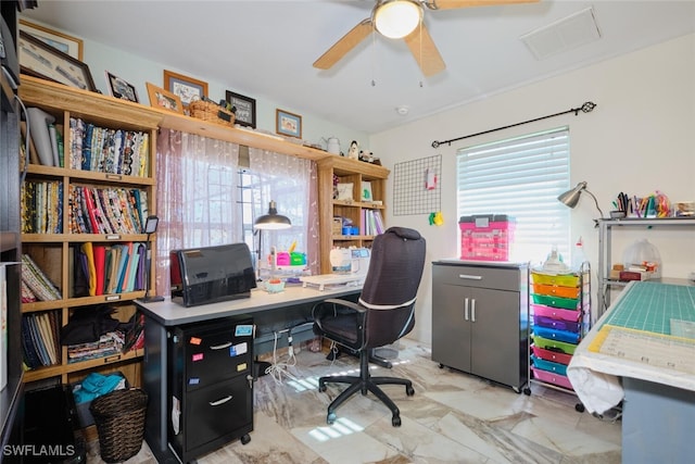 office featuring ceiling fan