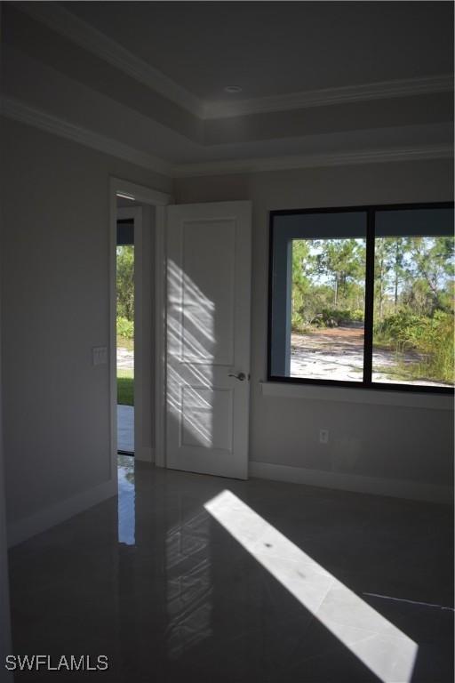 unfurnished room featuring ornamental molding