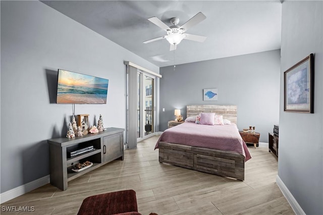 bedroom featuring ceiling fan