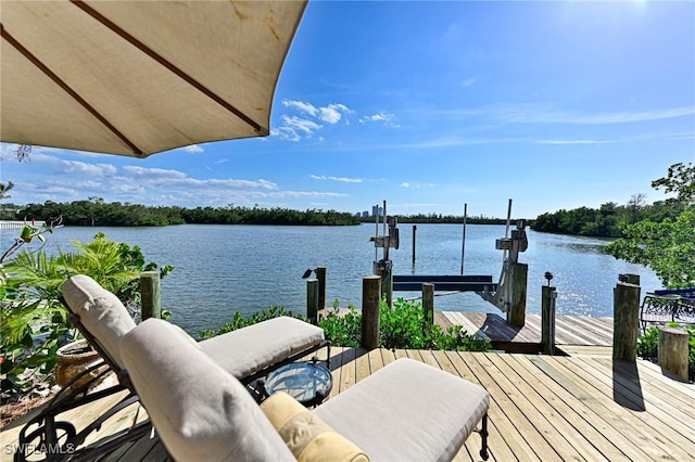 dock area featuring a water view