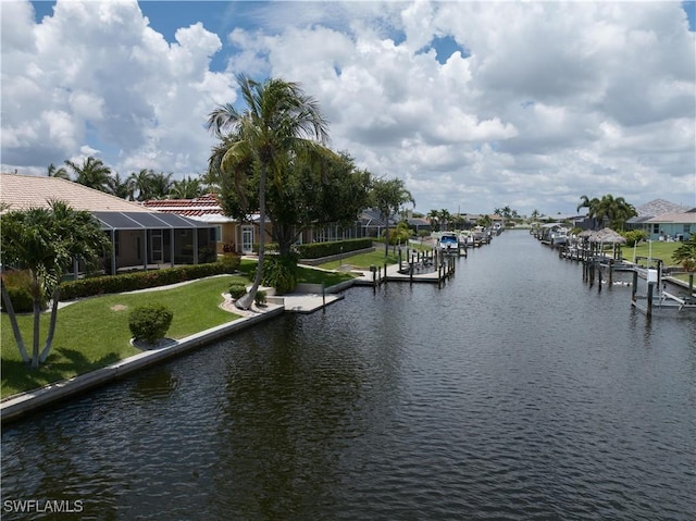 view of water feature featuring a dock