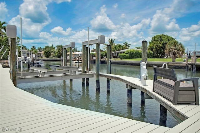 dock area featuring a water view