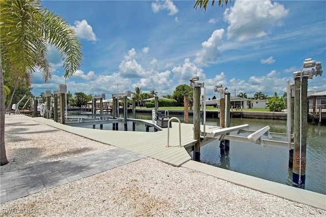 dock area with a water view