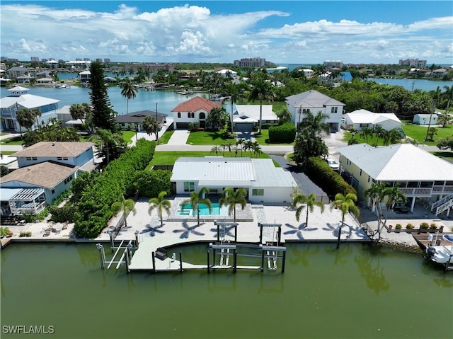 bird's eye view featuring a water view