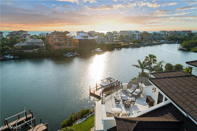 property view of water with a boat dock