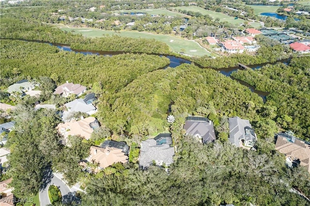 bird's eye view with a water view and a residential view