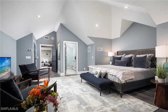 bedroom featuring visible vents, baseboards, and wood finished floors